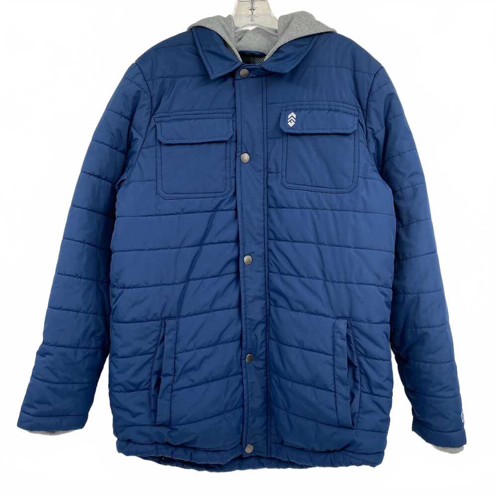 Free Country Blue Gray Layered Hoodie Puffer Jacket | Boys 14 Regular